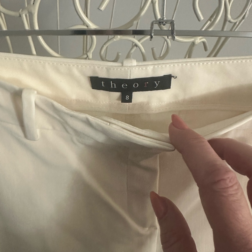 Theory Cream Textured Trousers